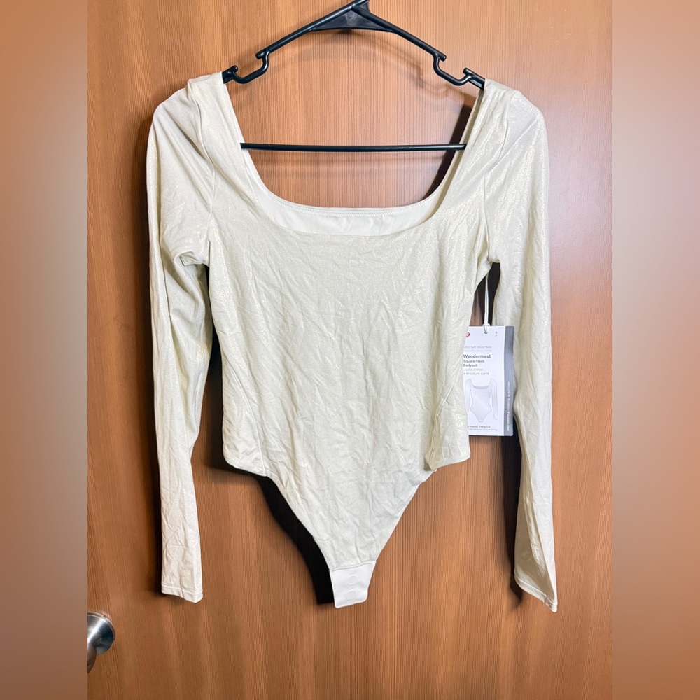 NWT- Lululemon Wundermost Ultra-Soft Nulu Square-Neck Long-Sleeve Bodysuit Shine - Picture 7 of 16